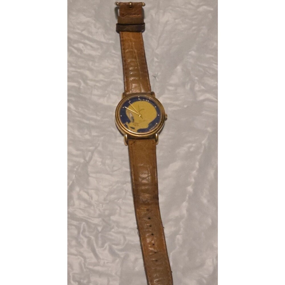 1994 Armitron Women's Tweety Bird Gold Tone Analog Leather Strap Watch